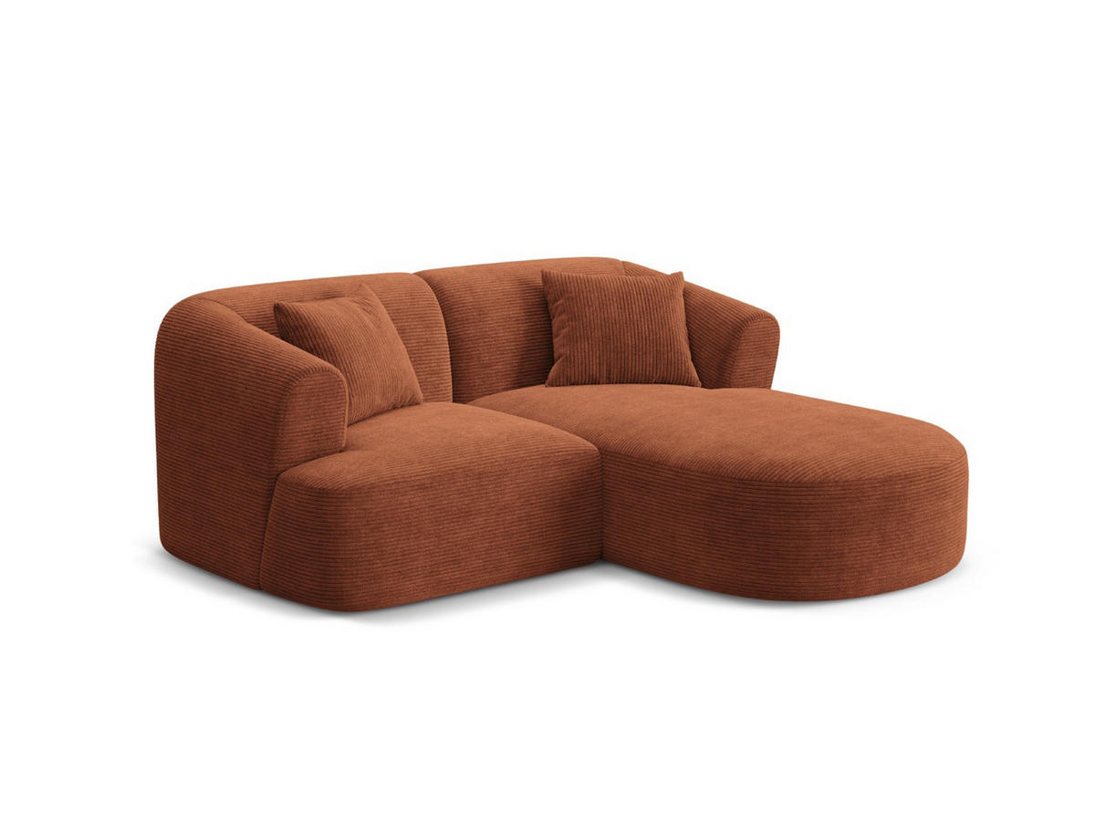 MODULARES-ECKSOFA rechts Campi aus Cord terrakotta 3 Sitzplätze - Terracotta, Textil (156/180cm) - Cosmopolitan Design