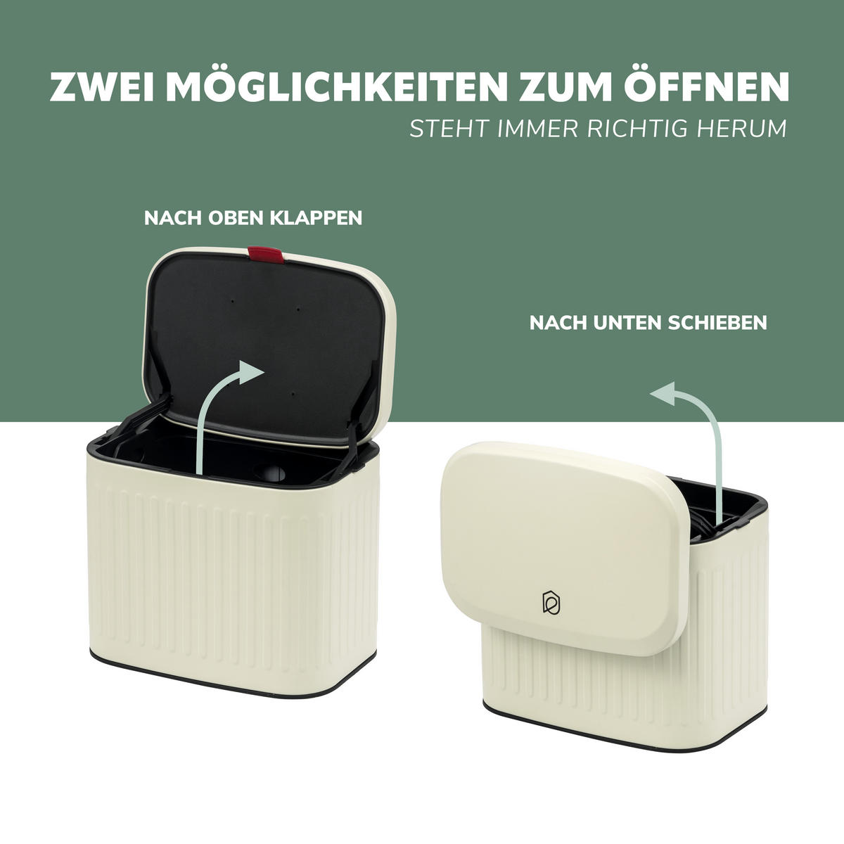 ABFALLEIMER, Metall cremefarben, 3 Liter - Creme, Metall (22.5/20/16.5cm) - eluno