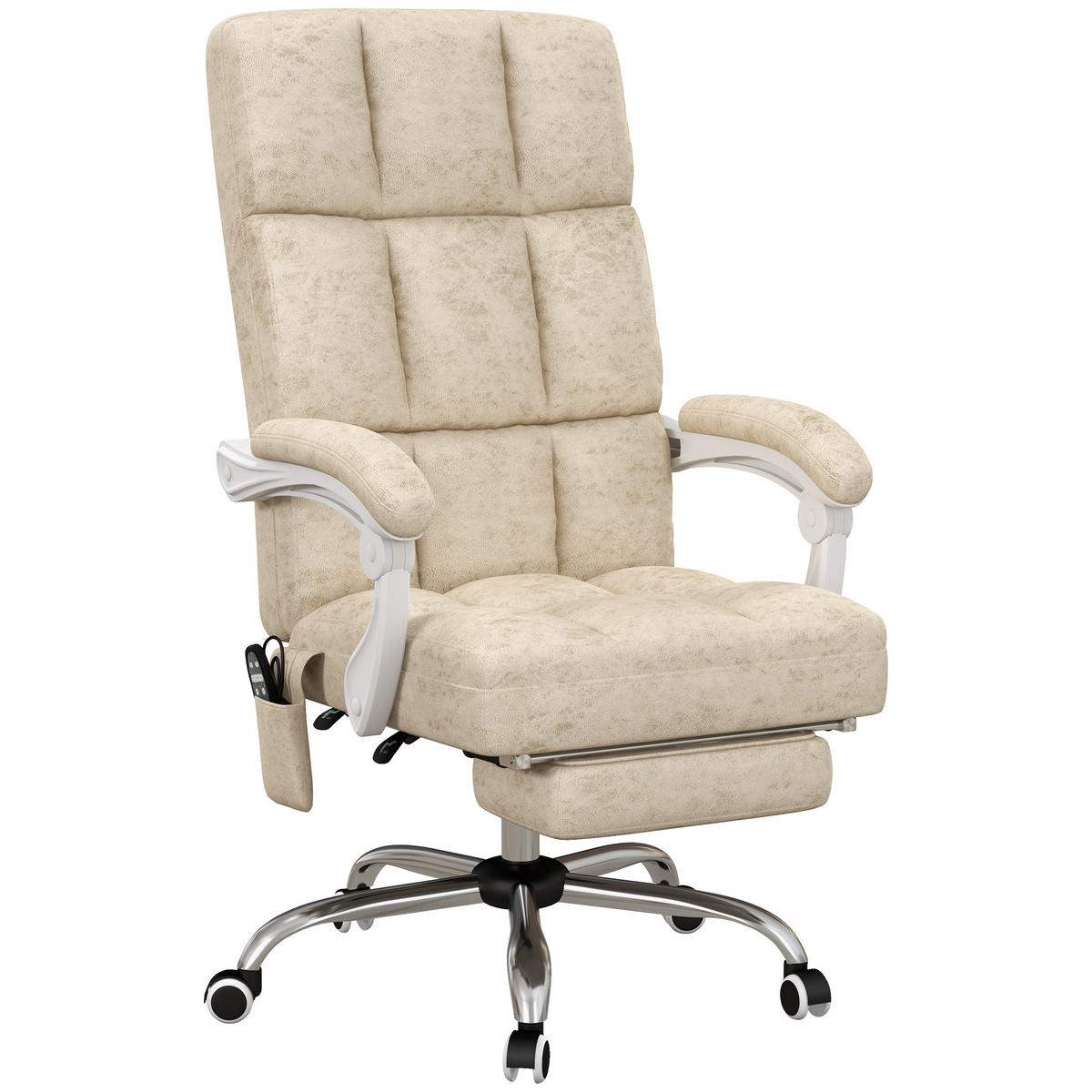 BÜROSTUHL mit Vibrationsmassage Ergonomischer Schreibtischstuhl mit Wärmfunktion - Beige, Kunststoff (74/118/64cm) - Vinsetto