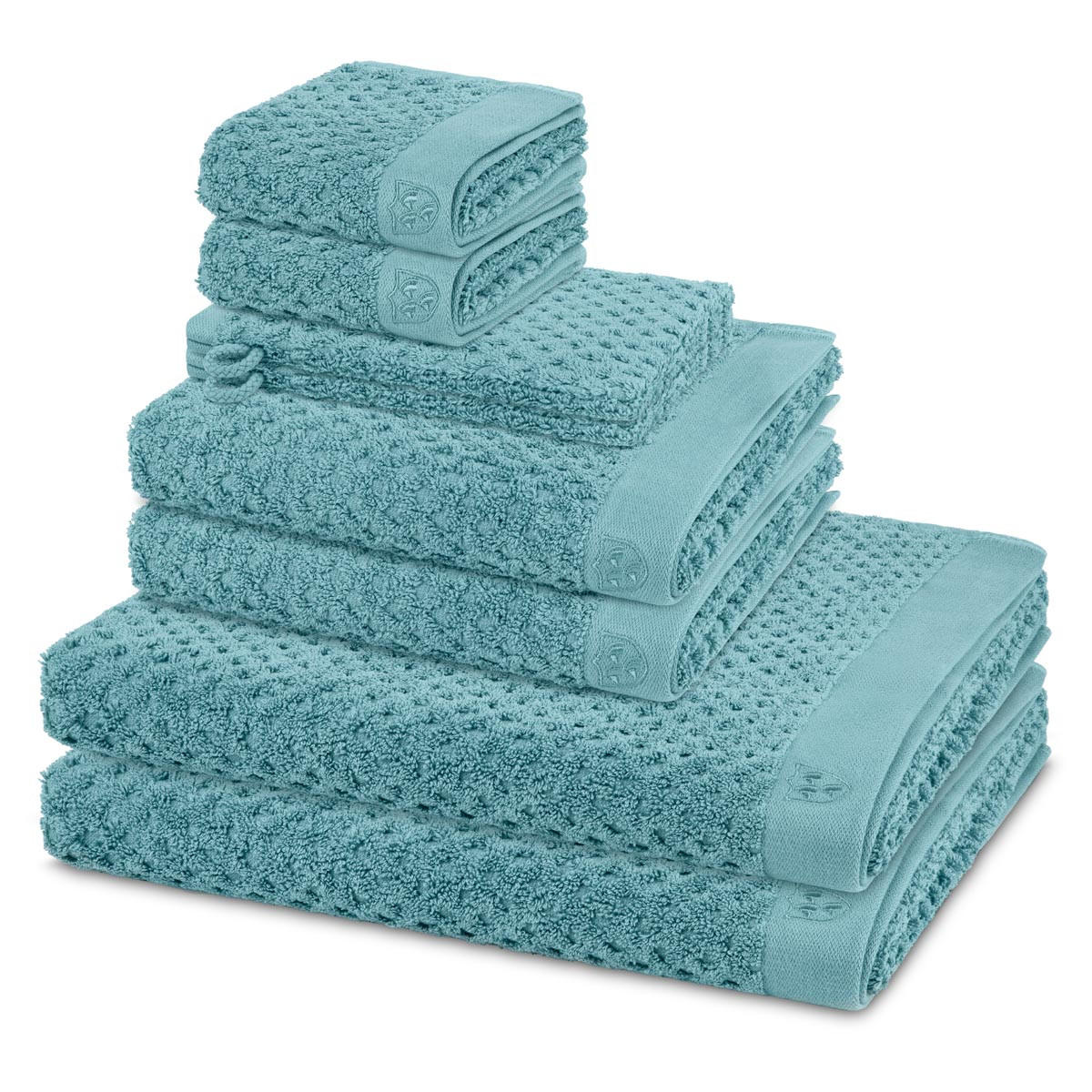 FROTTIERSET Harmony 8-teilig - Türkis, Textil (50/100cm) - Ross