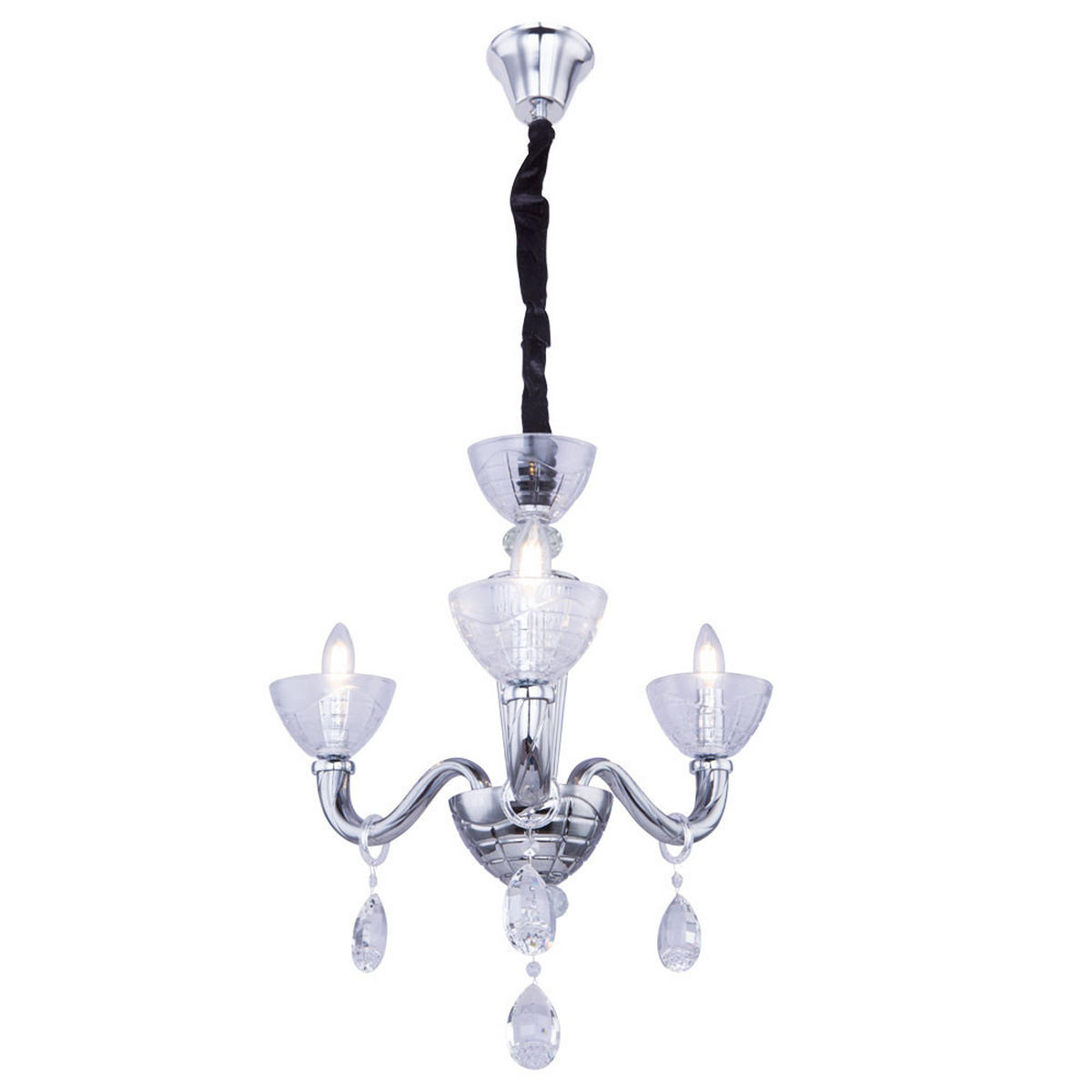 KRONLEUCHTER Helen Silber Chrom - Silberfarben, Glas (58/58/135cm) - Globo Lighting