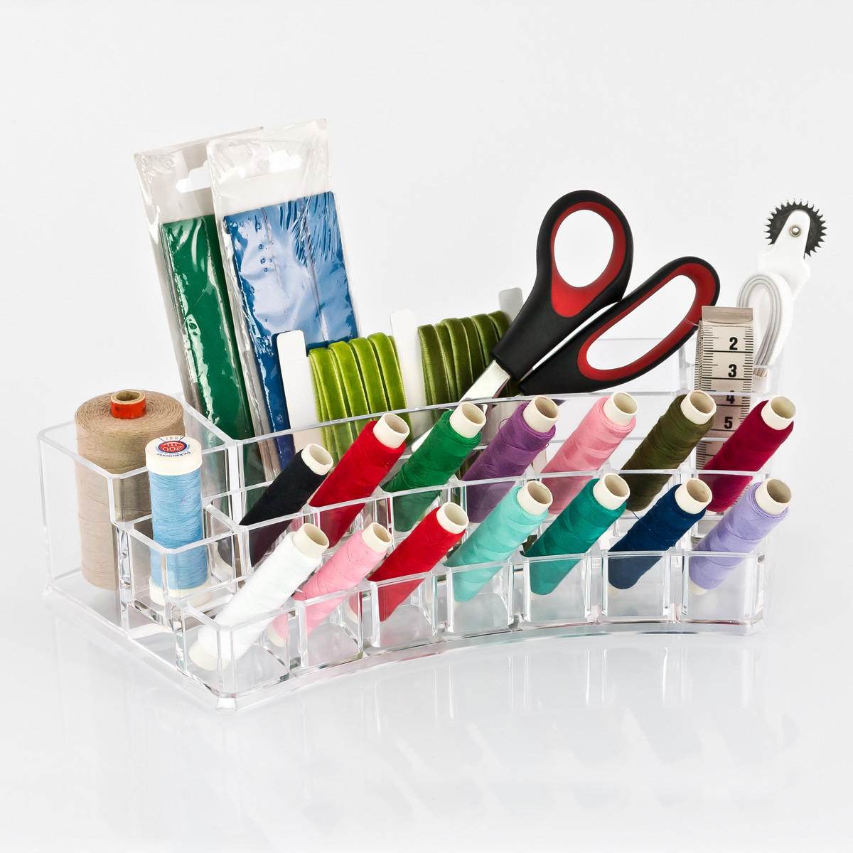 KOSMETIKORGANIZER, mit 19 Fächern, halbrund - Transparent, Kunststoff (28/12/6.5cm) - bremermann