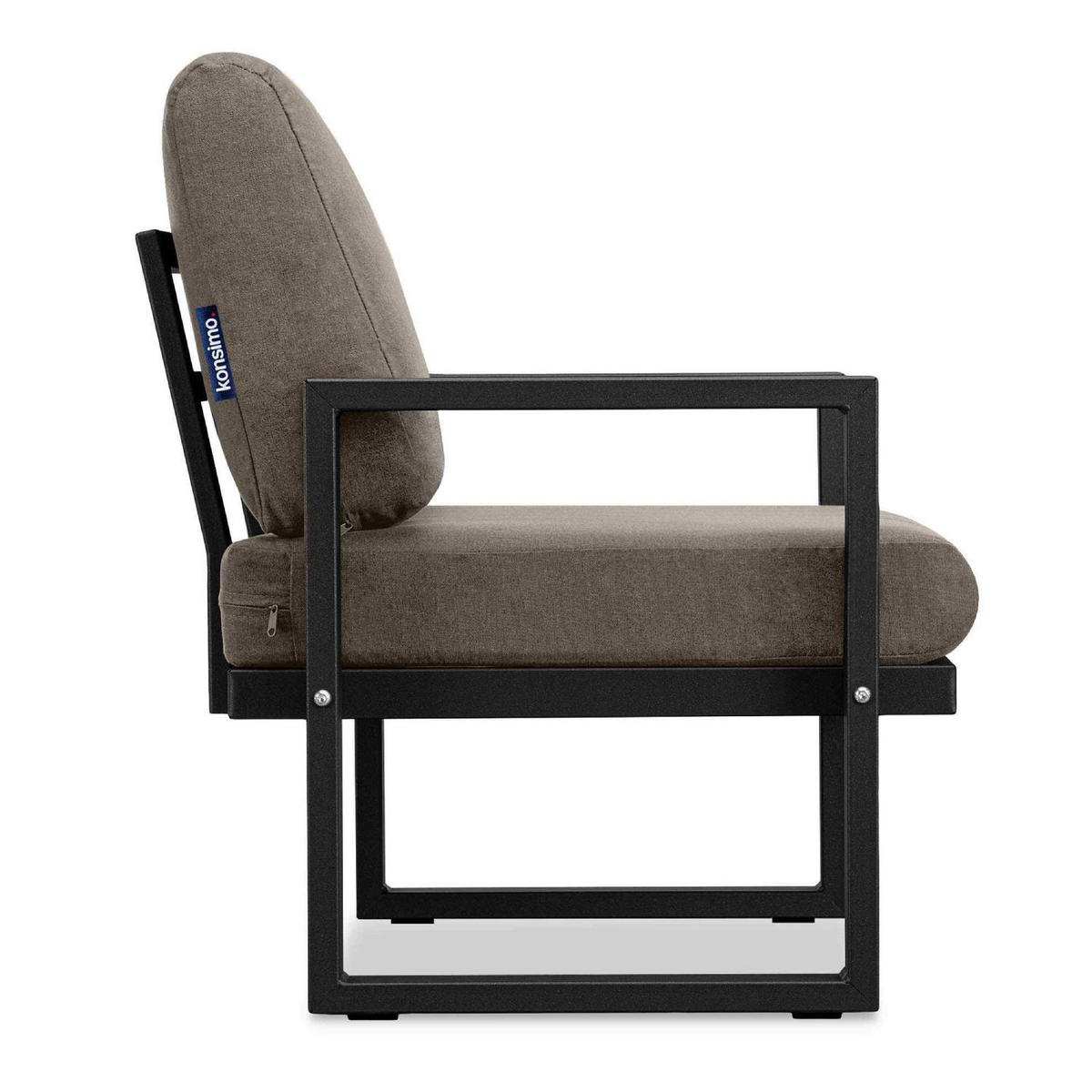 GARTENSESSEL FRENA ,Schwarz/Beige - Beige/Schwarz, Textil/Metall (70/65/60cm) - KONSIMO®
