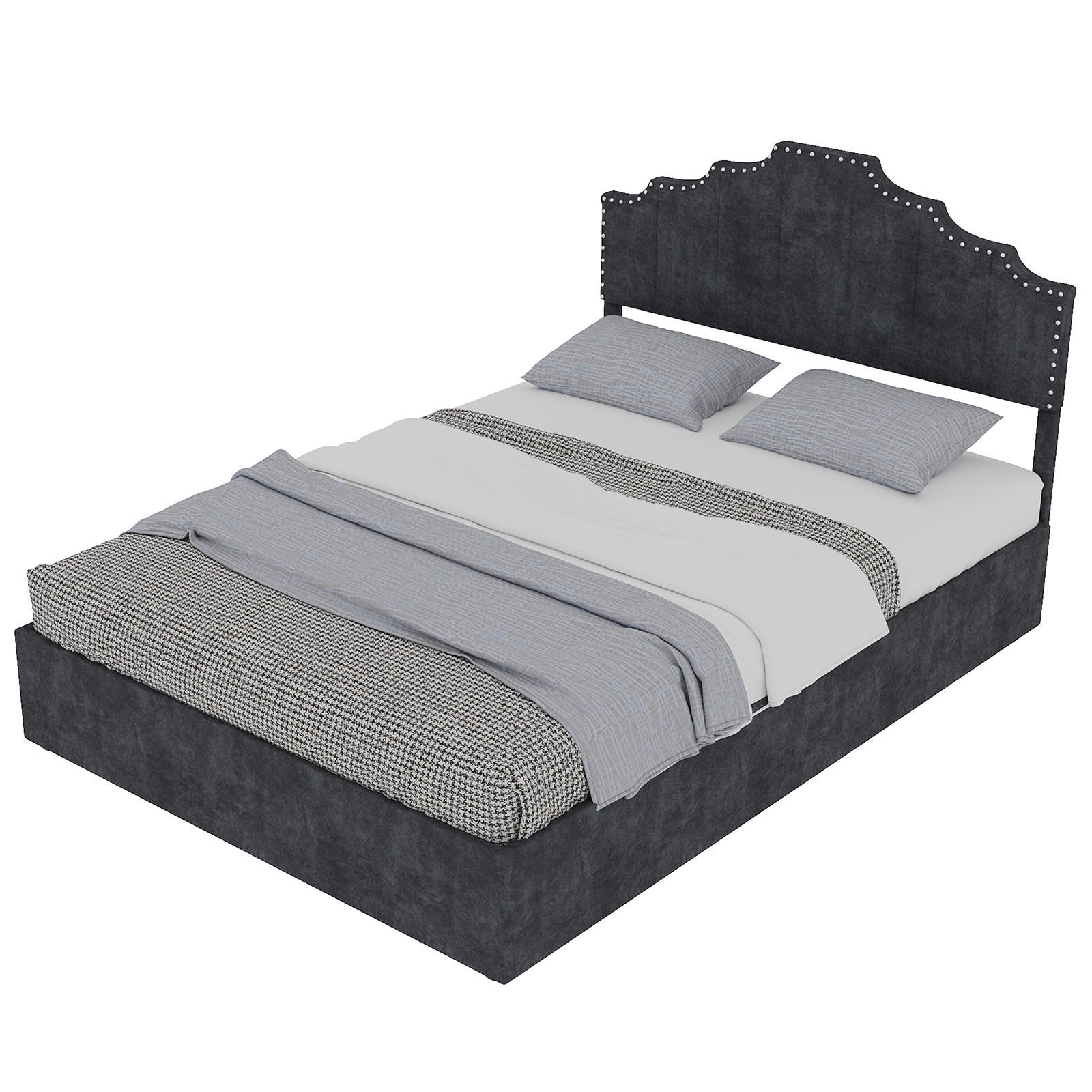 METALLBETT 120x200 cm Stauraum Kopfteil braun - Dunkelbraun, Holzwerkstoff (120/200cm) - LEBENLANG