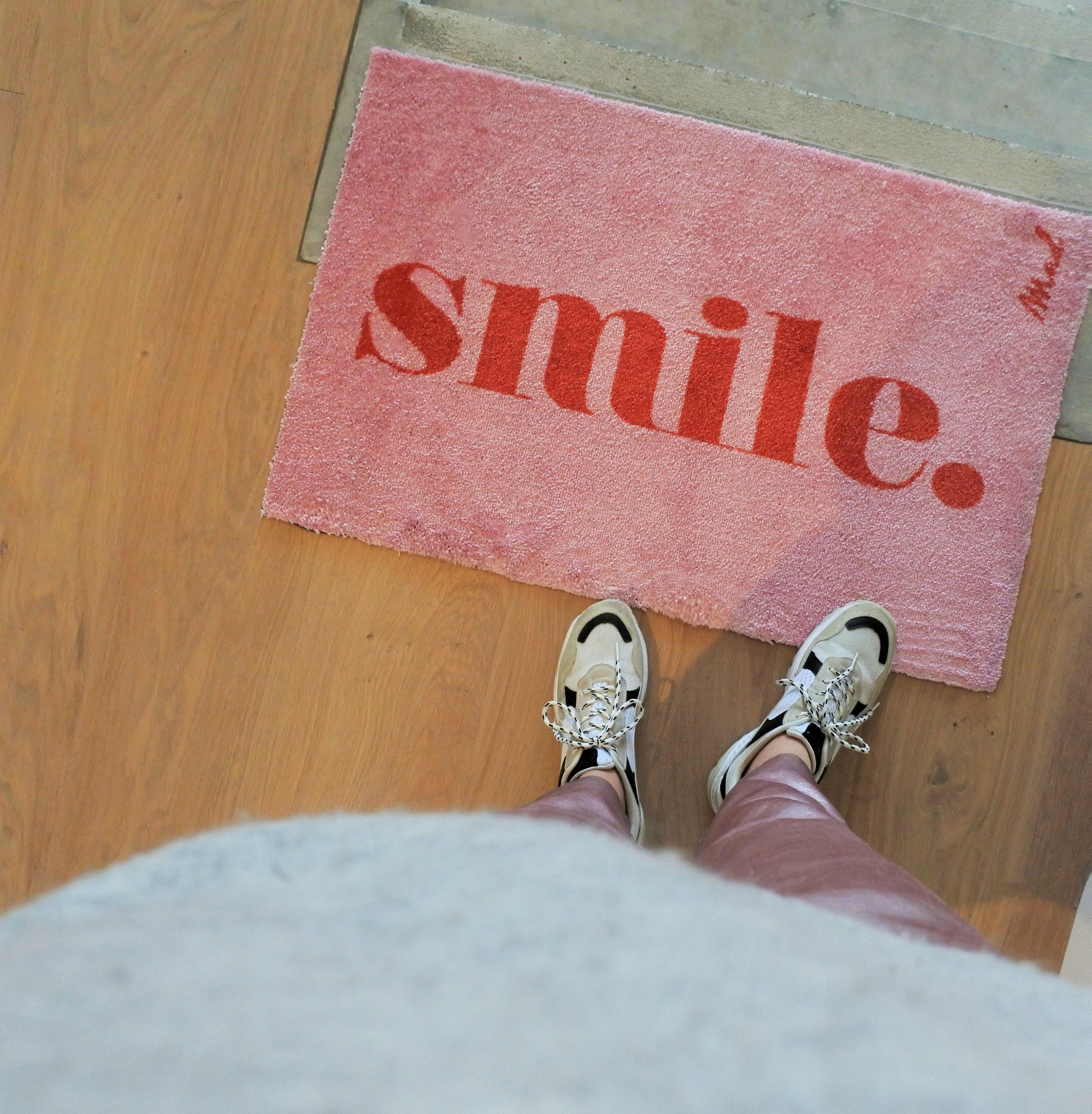 INDOOR FUßMATTE "Perla" mit Spruch "Smile" Pink 50 x 75 cm - Pink/Rosa, Kunststoff/Textil (50/75cm) - MAD ABOUT MATS