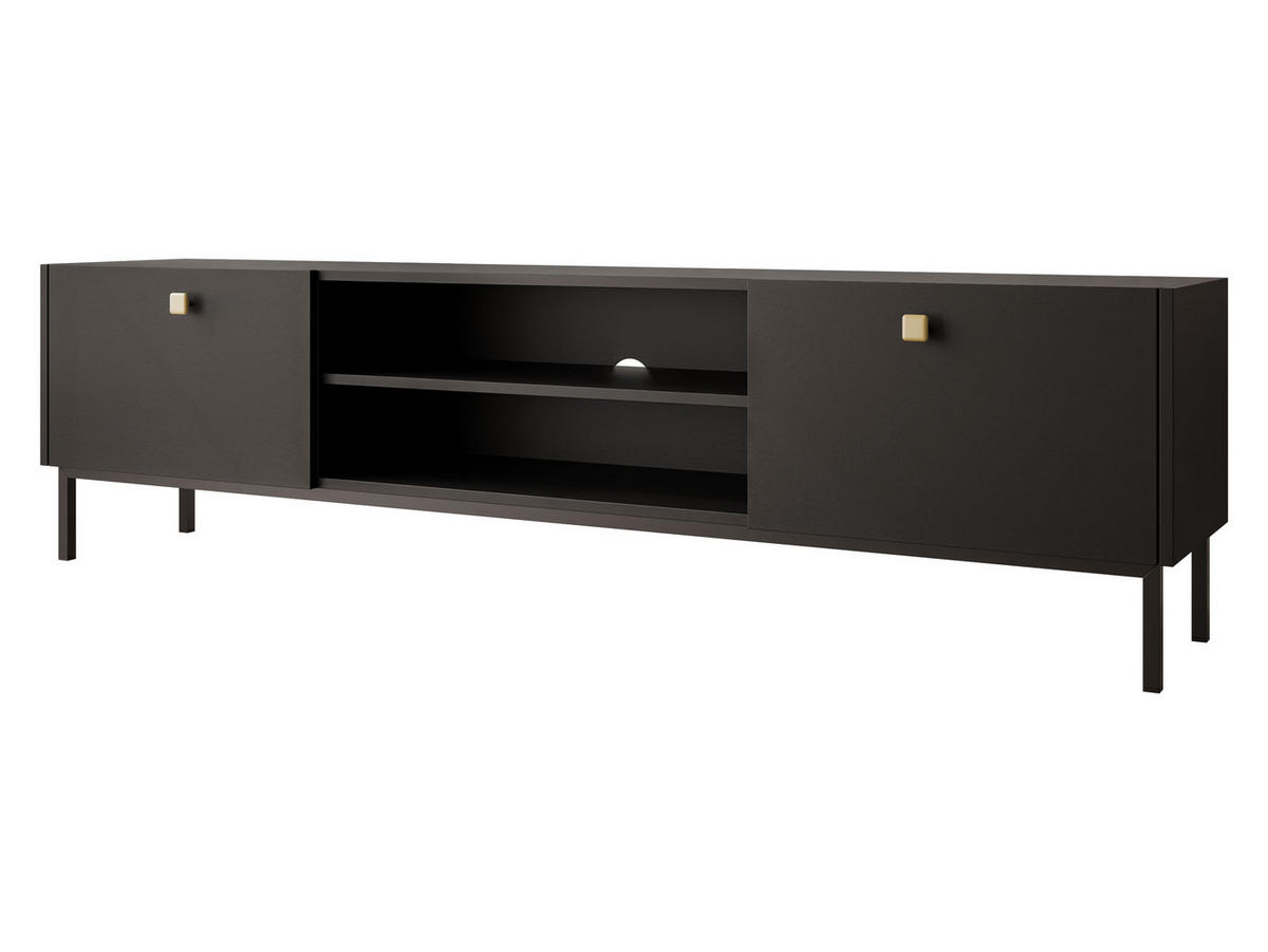 TV-LOWBOARD Nutero 2KW - Goldfarben/Schwarz, Holzwerkstoff/Metall (180/48/35cm) - MIRJAN24