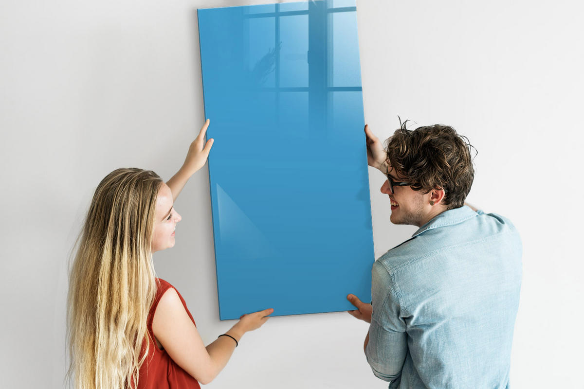 MAGNETTAFEL 60x120 Blau schwarzer Marker - Blau, Glas (60/0.4/120cm) - TULUP