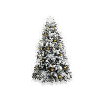 LAALU WEIHNACHTSBAUM geschmückt künstlich mit 222 Stk Kugeln POLAR GOLD 300 cm mit Metallständer - Silberfarben/Goldfarben, Kunststoff (300cm) - LAALU