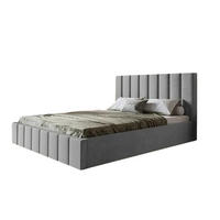 POLSTERBETT SIM 10 mit Kopfteil, 160 x 200 cm mit Bettkasten und Lattenrost aus Holz, Velourstoff, Farbe: Grau - Grau, Holz/Kunststoff (160/200cm) - Sepro Meble