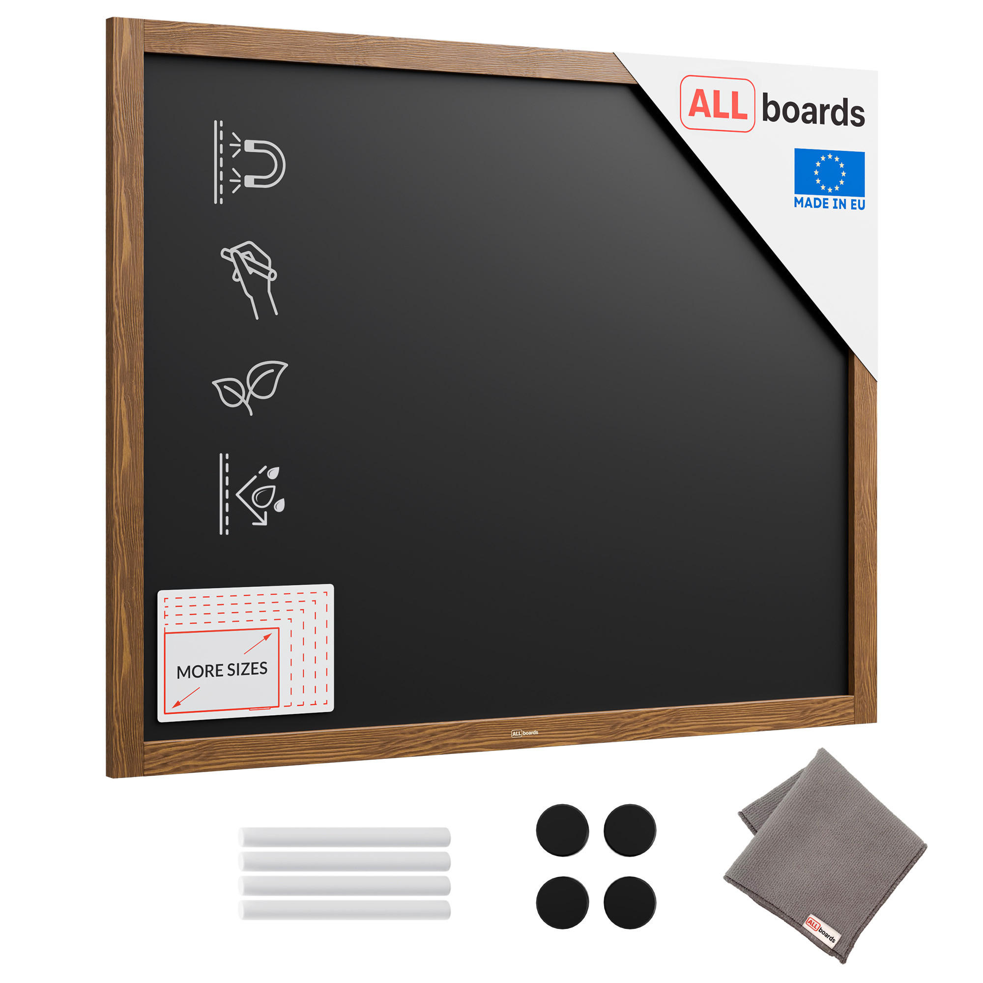 KREIDETAFEL magnetisch mit Holzrahmen 100x80cm - Braun, Holz (100/80/2cm) - ALLboards