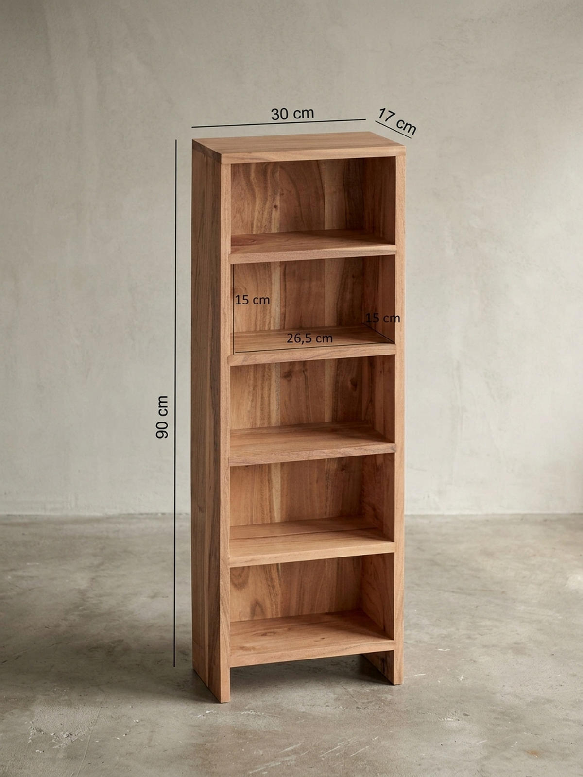 CD-REGAL Massivholz Pflegeleicht 90cm, Beige 30x17x90 cm - Beige, Holz (30/90/17cm) - KADIMA DESIGN