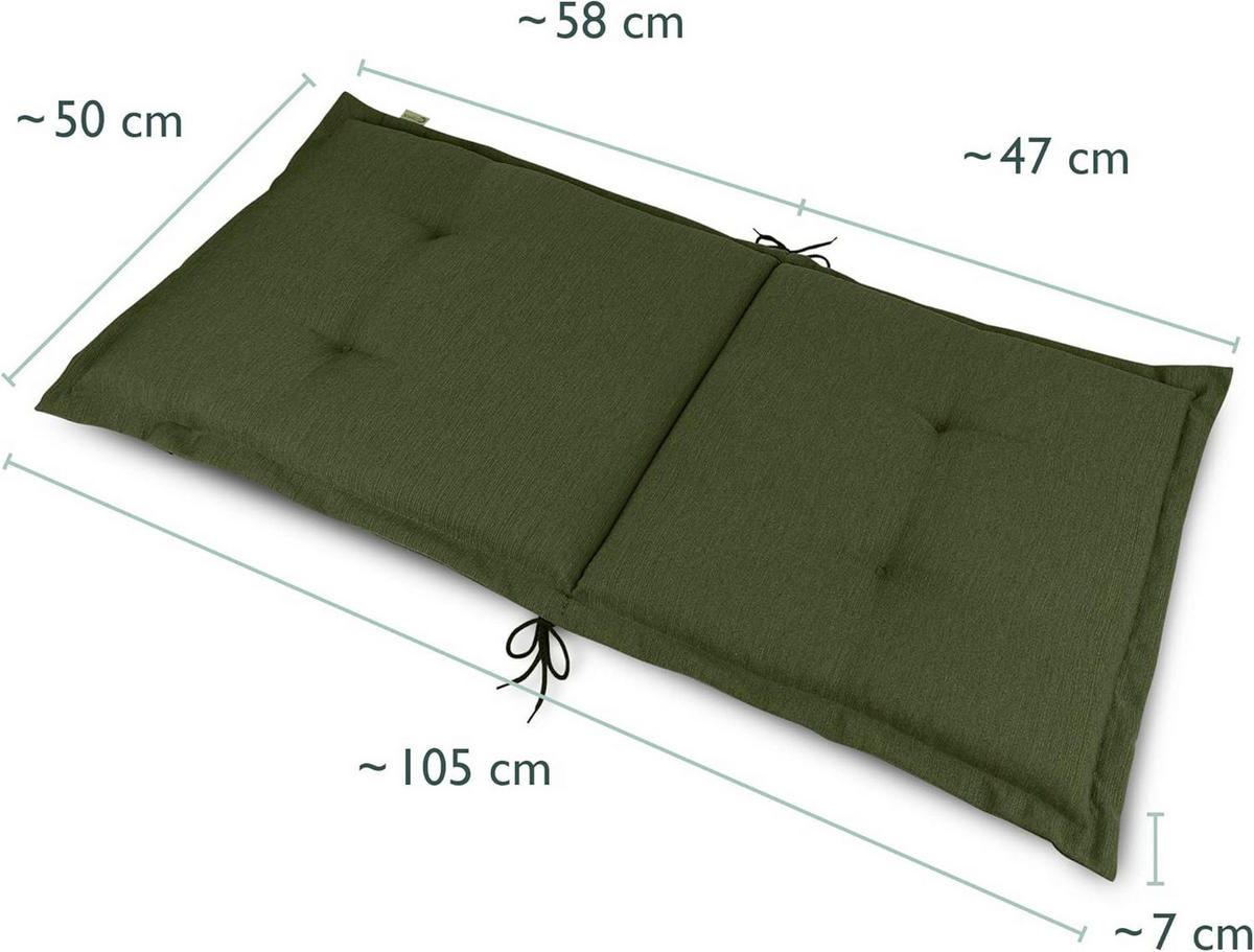 NIEDERLEHNERAUFLAGE Highlux HL 105x50x7cm Dunkelgrün (6tlg) - Dunkelgrün, Textil (50/7/105cm) - Beautissu 