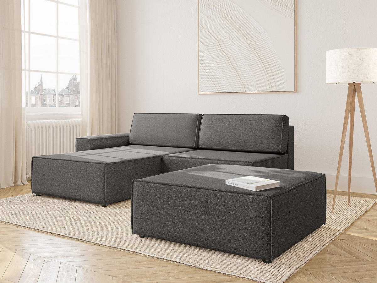 ECKSOFA Lummo Re mit Schlaffunktion, Graphit - Graphitfarben, Textil (323/185cm) - Fedve