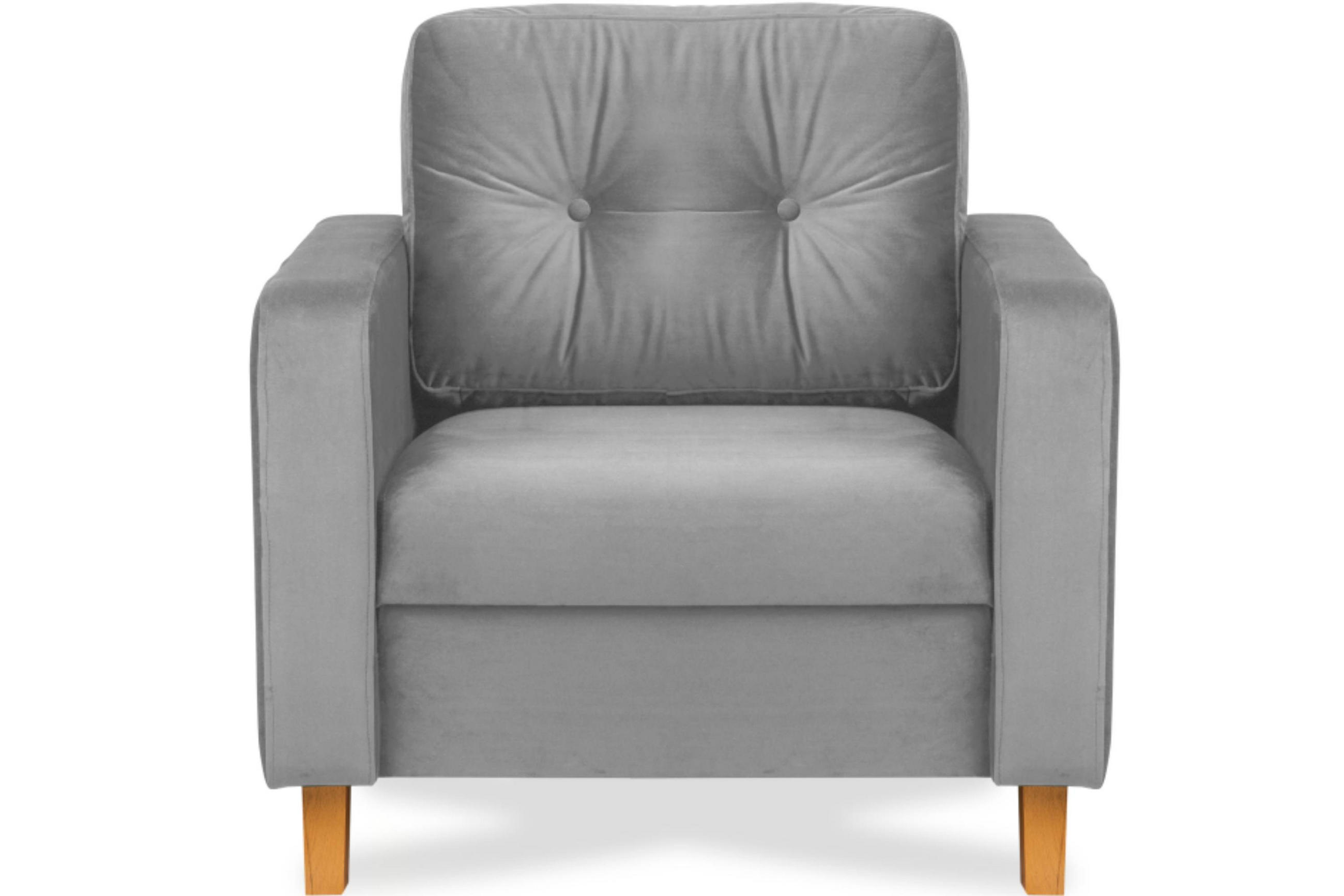 SESSEL ERISO mit Armlehnen und angenehmer Stoff zum Anfassen, Velour-Stoff, grau - Braun/Grau, Textil (80/75/75cm) - KONSIMO®