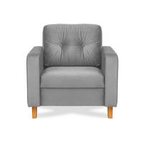 SESSEL ERISO mit Armlehnen und angenehmer Stoff zum Anfassen, Velour-Stoff, grau - Braun/Grau, Textil (80/75/75cm) - KONSIMO®