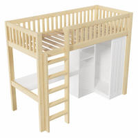 HOCHBETT 90/200 cm DE-04817, mit Schreibtisch, Kleiderschrank und 3 Schubladen in Natur - Naturfarben, Holz/Holzwerkstoff (90/200cm) - ComfortXL