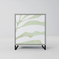 SIDEBOARD BOTANICAL SPARK, Grau, 57,5x42x67,5 cm, Schwarze Metall-Rahmenfüße - Multicolor/Schwarz, Holzwerkstoff/Metall (57.5/67.5/42cm) - SpaceRebels