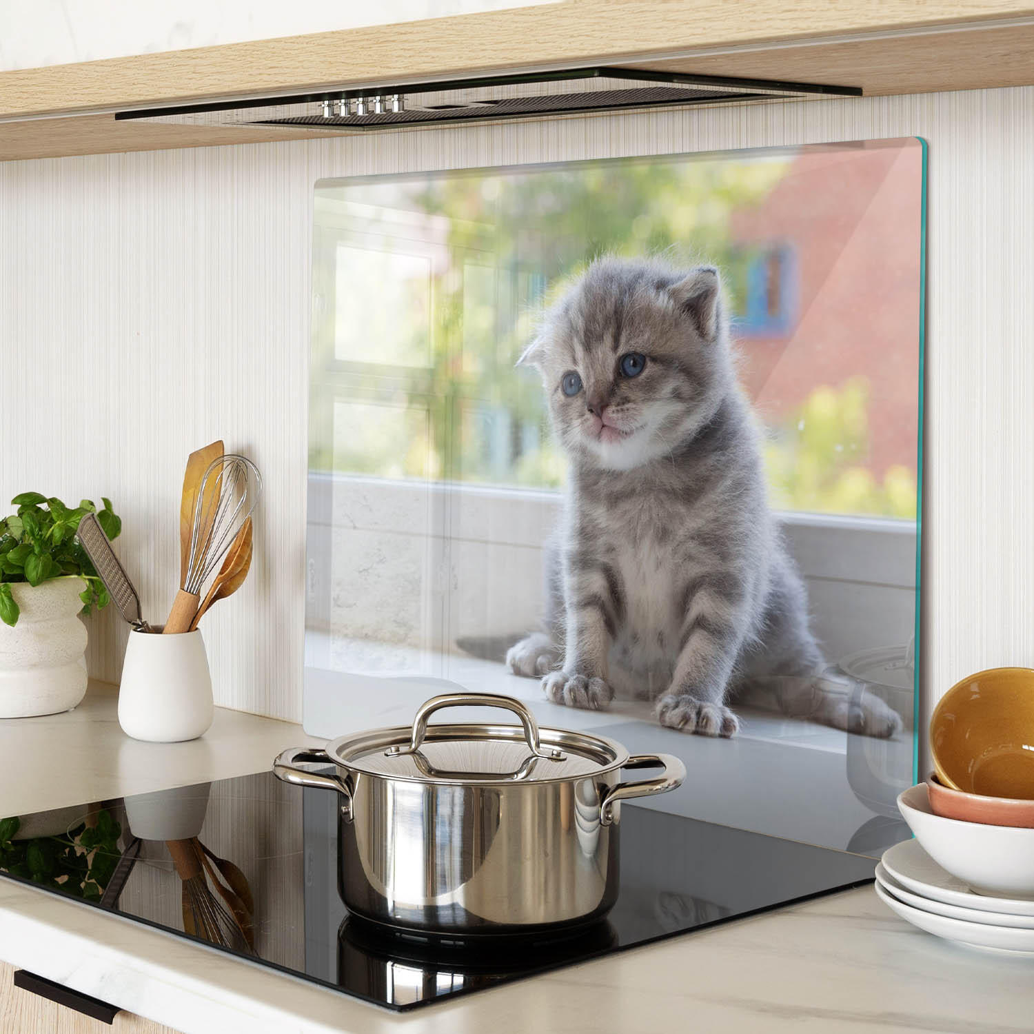 GLASPLATTE 60x52 cm Kleines Fenster für die Katze - Greige, Glas (60/52cm) - TULUP