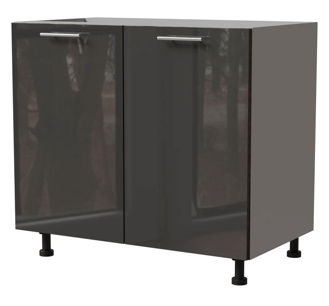 KÜCHENUNTERSCHRANK Essen D11/90 Graphit Hochglanz / Grau Matt 90 / 50 / 82cm - Graphitfarben/Grau, Holz/Holzwerkstoff (90/82/50cm) - Feldmann-Wohnen