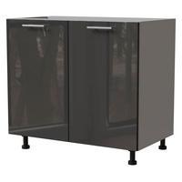 KÜCHENUNTERSCHRANK Essen D11/90 Graphit Hochglanz / Grau Matt 90 / 50 / 82cm - Graphitfarben/Grau, Holz/Holzwerkstoff (90/82/50cm) - Feldmann-Wohnen