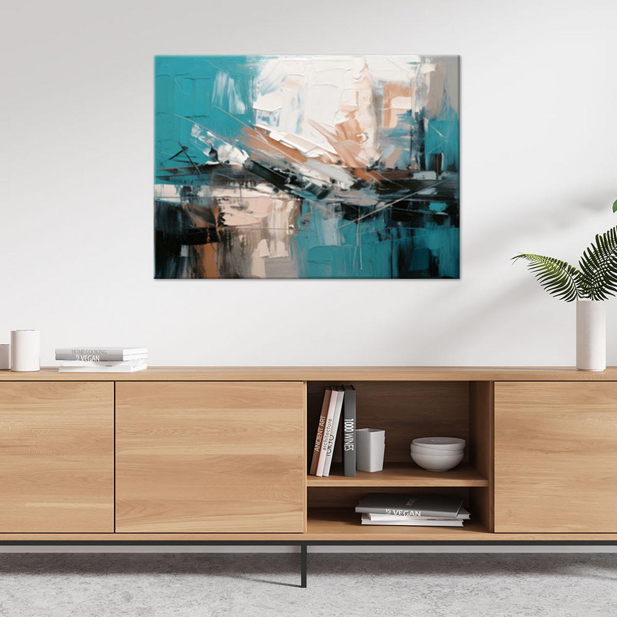 LEINWANDBILD Abstraktion 30x20cm - Türkis, Textil (30/20cm) - Feeby