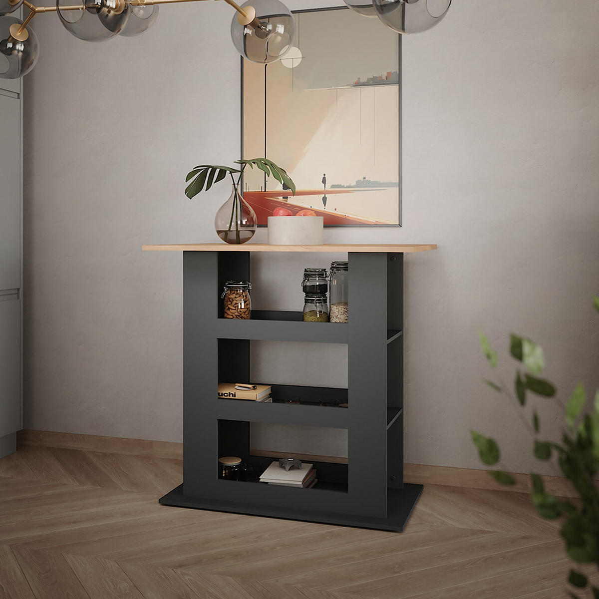 BAROVÝ STŮL Repose Zlatý dub power/antracit - medově dubová/antracitová, kompozitní dřevo (65/110/106cm) - Vicco