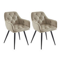 STUHL mit Armlehnen 2er-Set - Samt & schwarzes Metall - Beige - MOBELIA - Beige, Textil (56/86/64cm) - Pascal Morabito