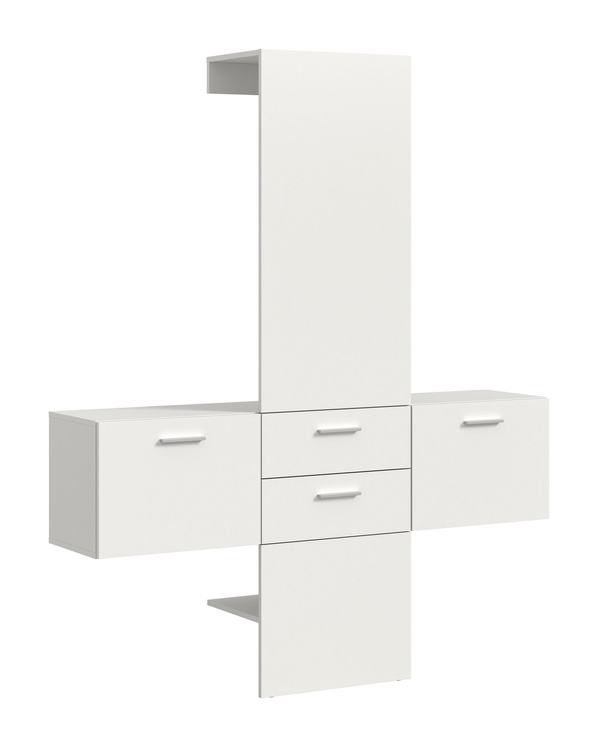 GARDEROBEN-SET VAGA 3-tlg. (B/H/T: ca. 156/190/36 cm) in weiß/weiß - Weiß, Holzwerkstoff (156/190/36cm)