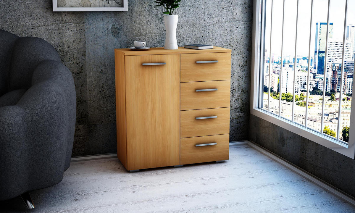 KOMMODE Helena 1D4S Erle 80/35/84,5 cm - Erlefarben, Holzwerkstoff (80/84.5/35cm) - Matkam Möbel