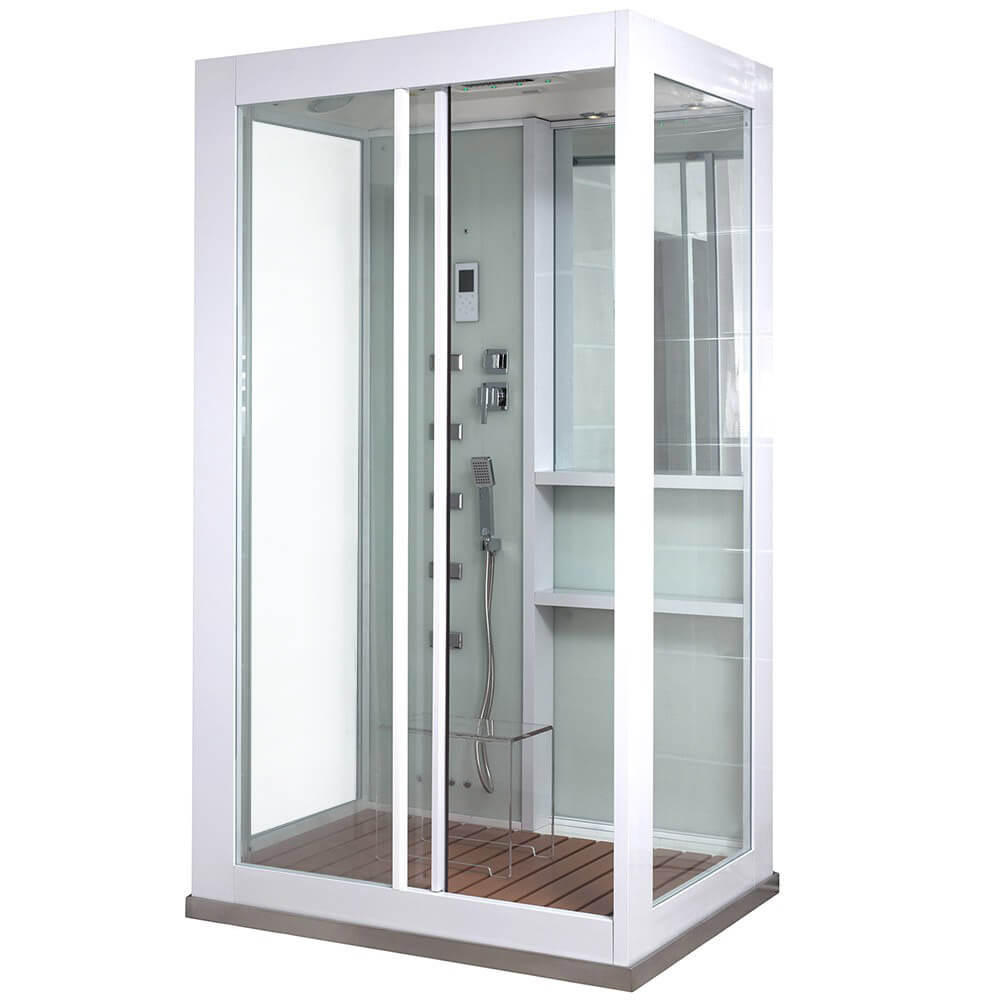DAMPFDUSCHE LUXORY XL - Weiß - Weiß, Glas (90cm) - Home Deluxe