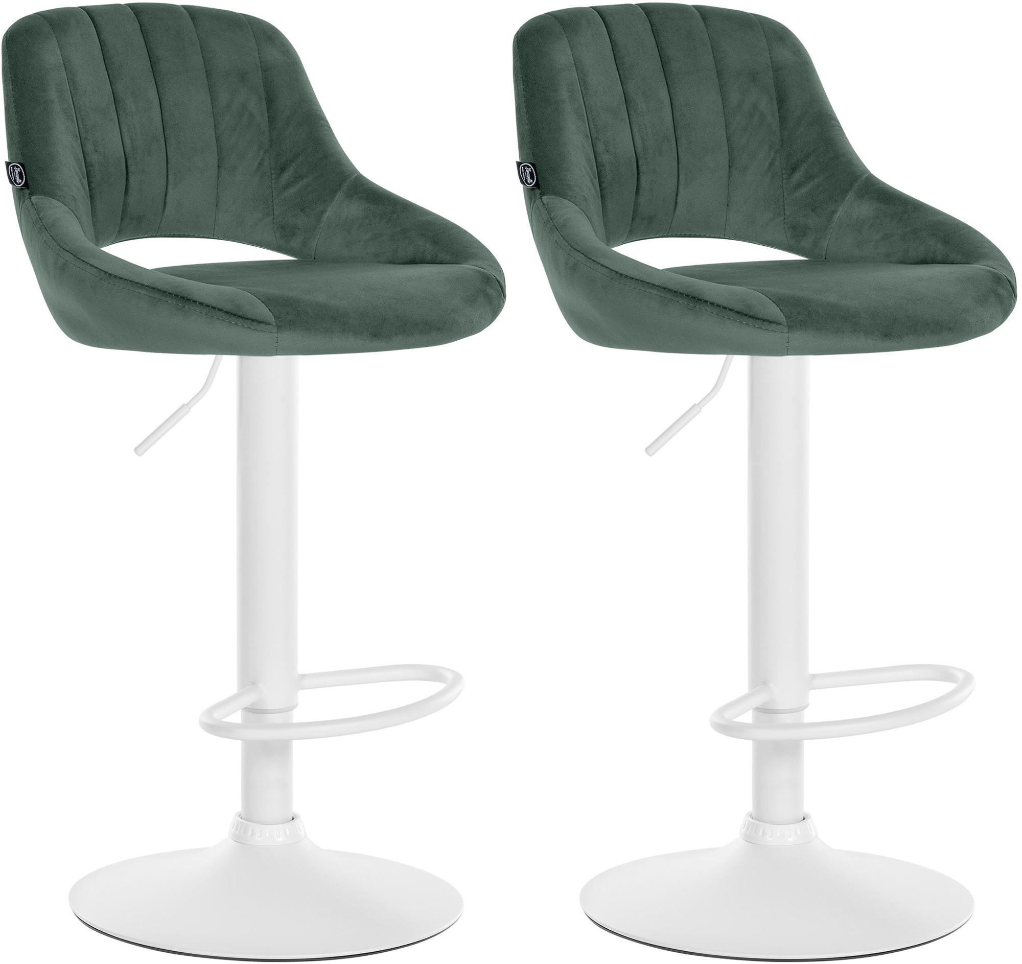 BARHOCKER 2er Set Samt grün - Weiß/Grün, Textil (47/85/48cm) - CLP