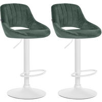 BARHOCKER 2er Set Samt grün - Weiß/Grün, Textil (47/85/48cm) - CLP