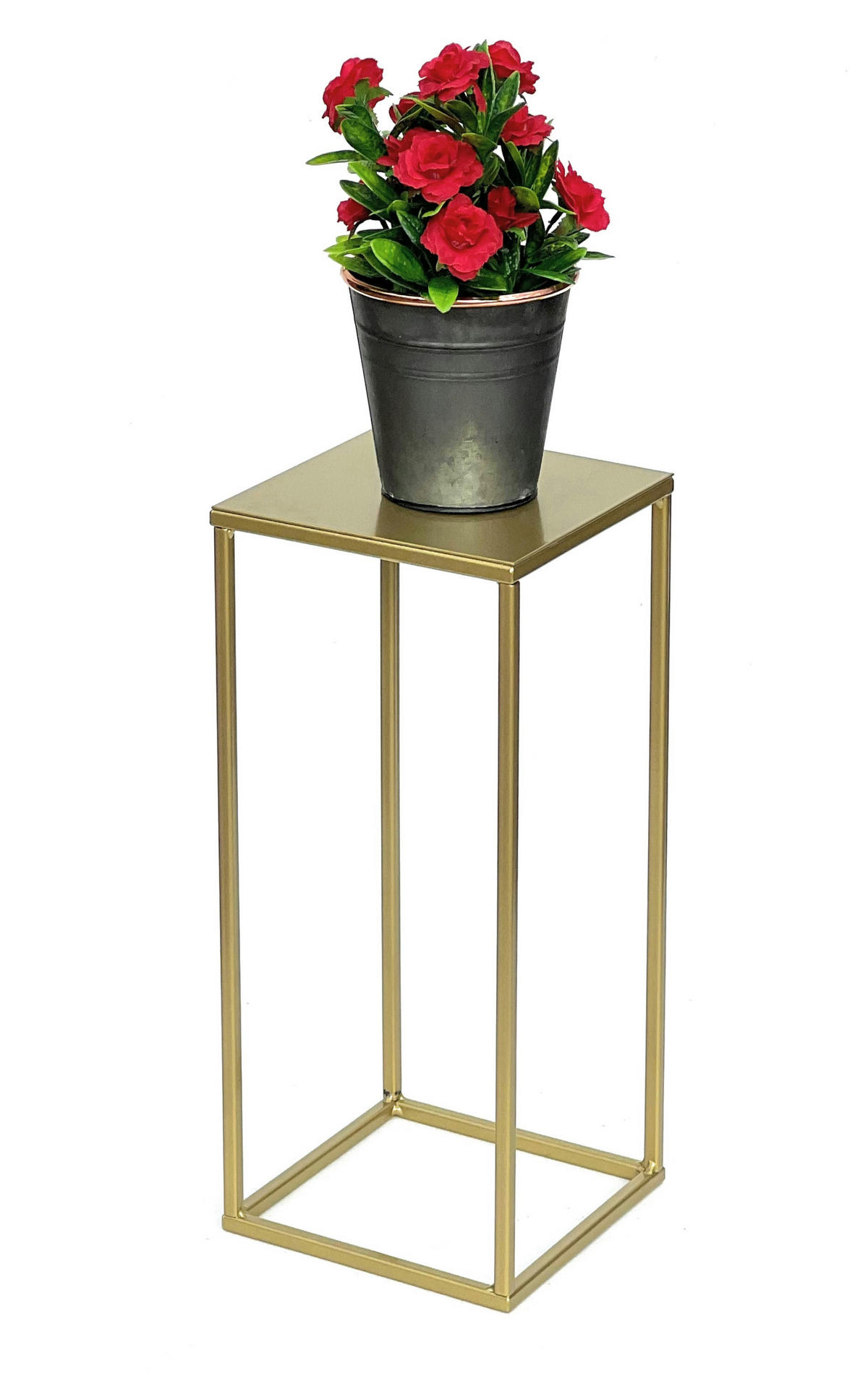BLUMENHOCKER Metall Gold Eckig 42 cm 96406 S - Goldfarben, Metall (20/42/20cm) - DanDiBo