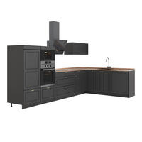 KUHINJA U OBLIKU SLOVA L Fame-Line, Seoska Antracit-Zlatna/Antracit, 347 x 207 cm, RP Hrast - antracit, drvni materijal (347/153.6/60cm) - Vicco