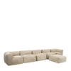 SITZSACK-SOFA 6-tlg. ZEN: 2 Ecksessel, 3 Sessel, Fußstütze - Beige, Textil (500/68/100cm) - icon