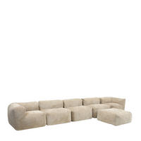 SITZSACK-SOFA 6-tlg. ZEN: 2 Ecksessel, 3 Sessel, Fußstütze - Beige, Textil (500/68/100cm) - icon