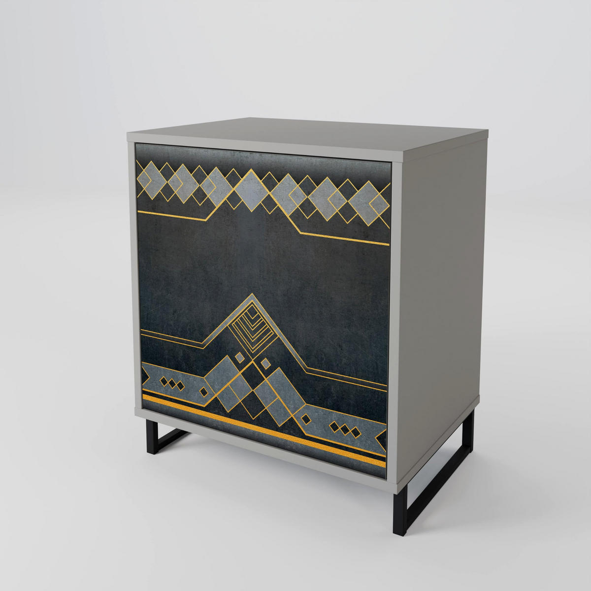 SIDEBOARD ROYAL ORDINARINESS, Grau, 57,5x42x77,5 cm, Schräge Buchenholzfüße - Buchefarben/Multicolor, Holzwerkstoff/Buchenholz (57.5/77.5/42cm) - SpaceRebels