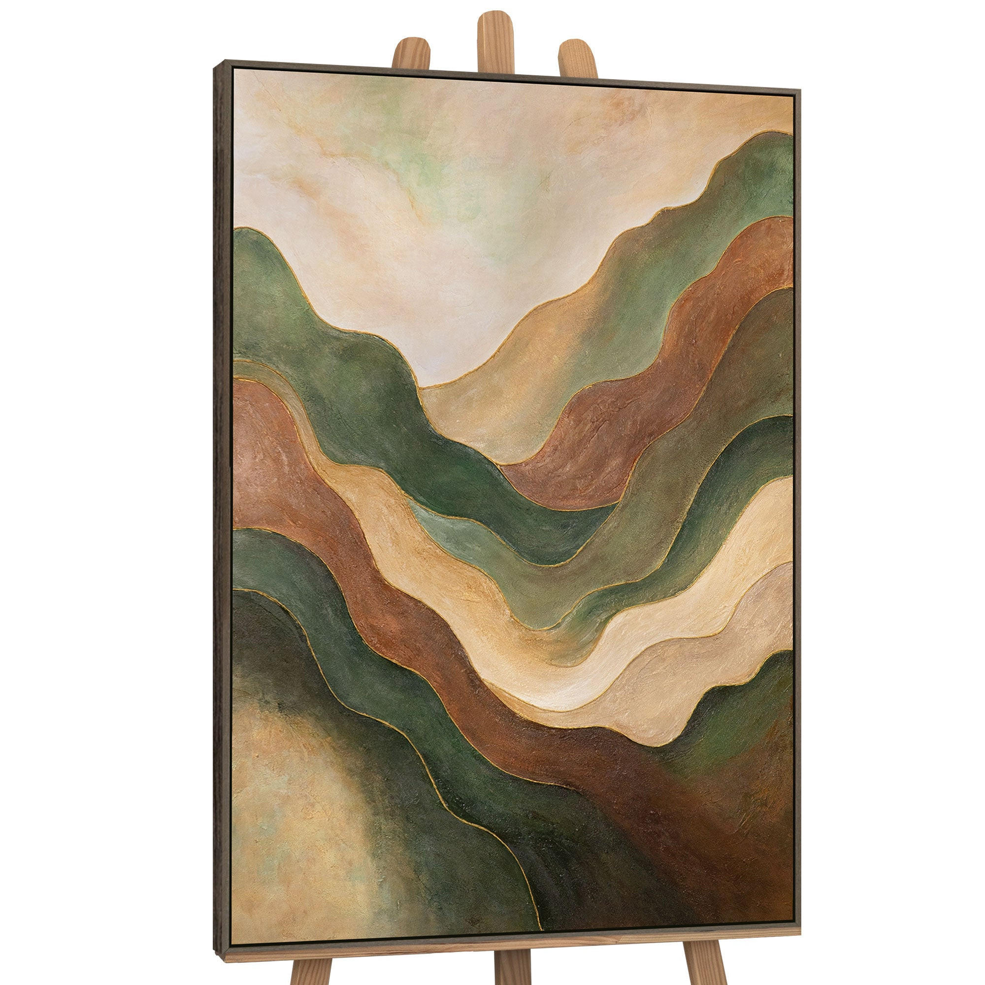 GEMÄLDE Tanz der Hügel Schattenfugenrahmen Grau 120x80 cm - Grau, Holz (120/80cm) - YS-art gallery