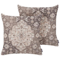 DEKOKISSEN 2er-Set Hellbraun 45/45 cm Mimisal - Hellbraun, Naturmaterialen/Textil (45/45cm) - Beliani
