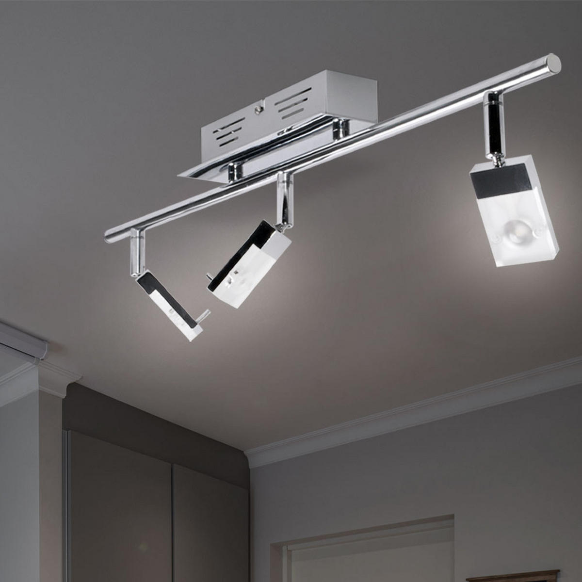 LED DECKENLEUCHTE Metall Silber - Silberfarben, Metall (60/17/17cm)