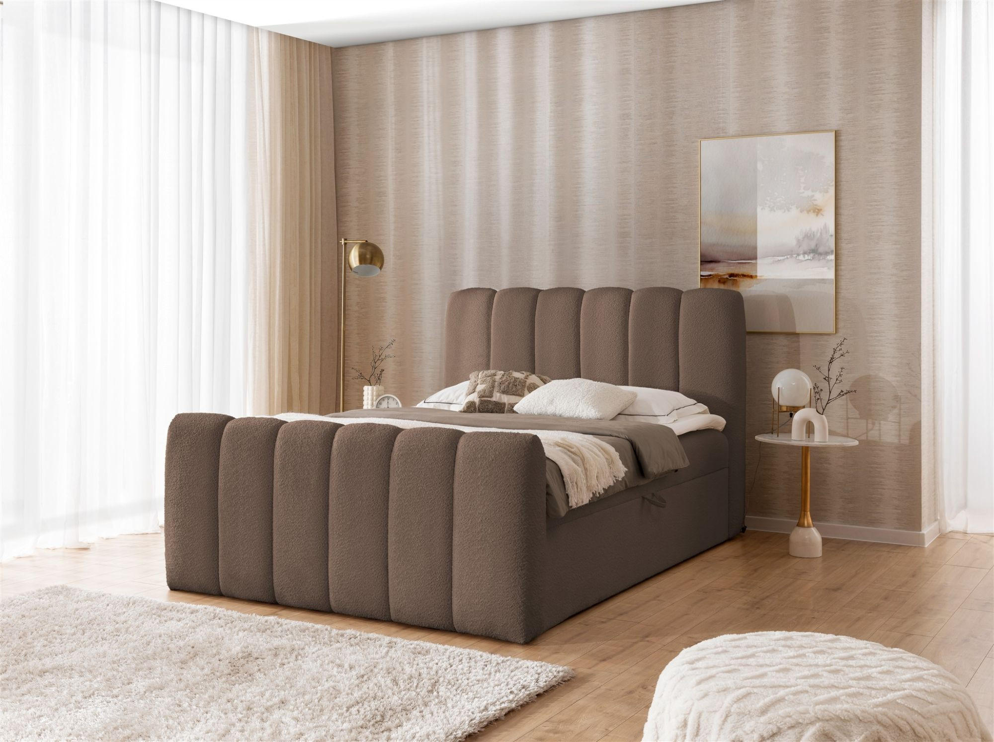 BOXBETT Denis - Braun, Holzwerkstoff/Textil (120/200cm) - Fun Möbel