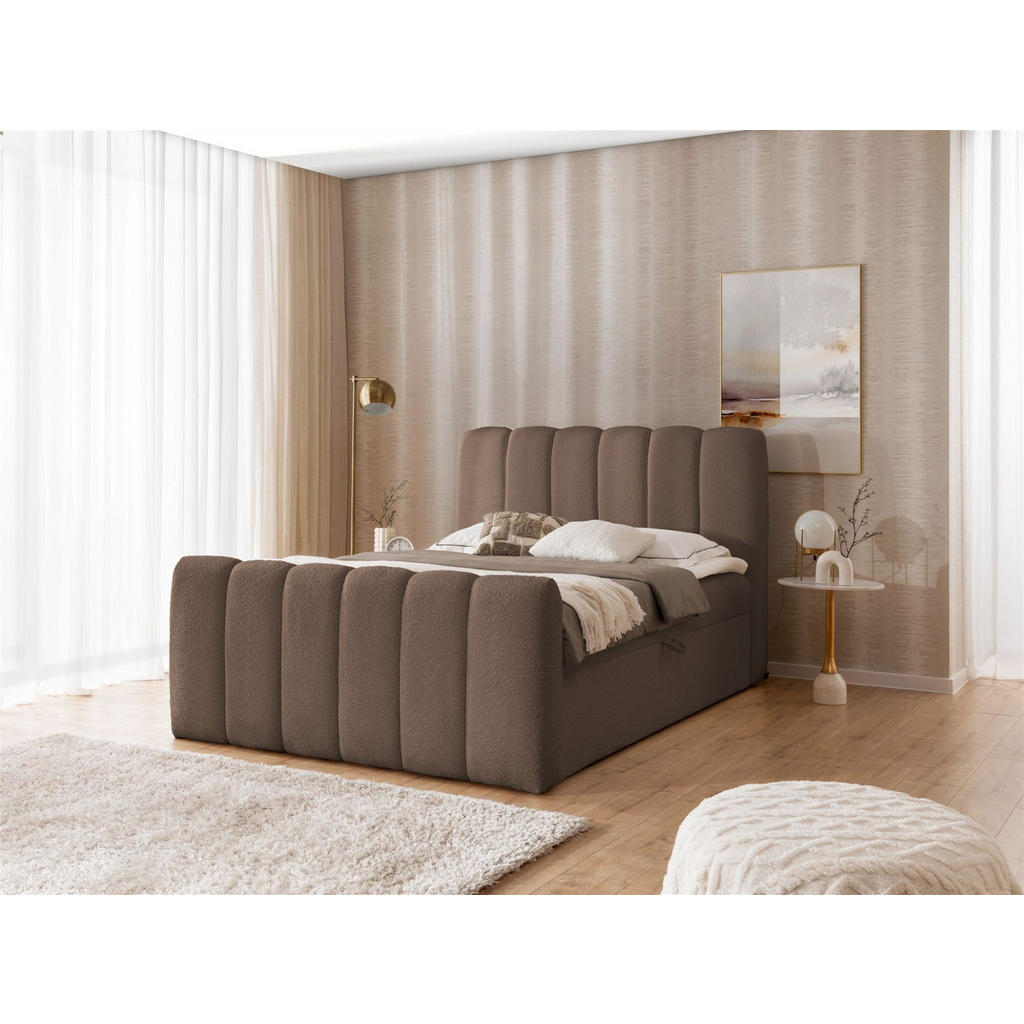 Thumbnail - Fun Möbel Boxbett, Braun, Textil, 140x200 cm, Schlafzimmer, Betten, Boxspringbetten