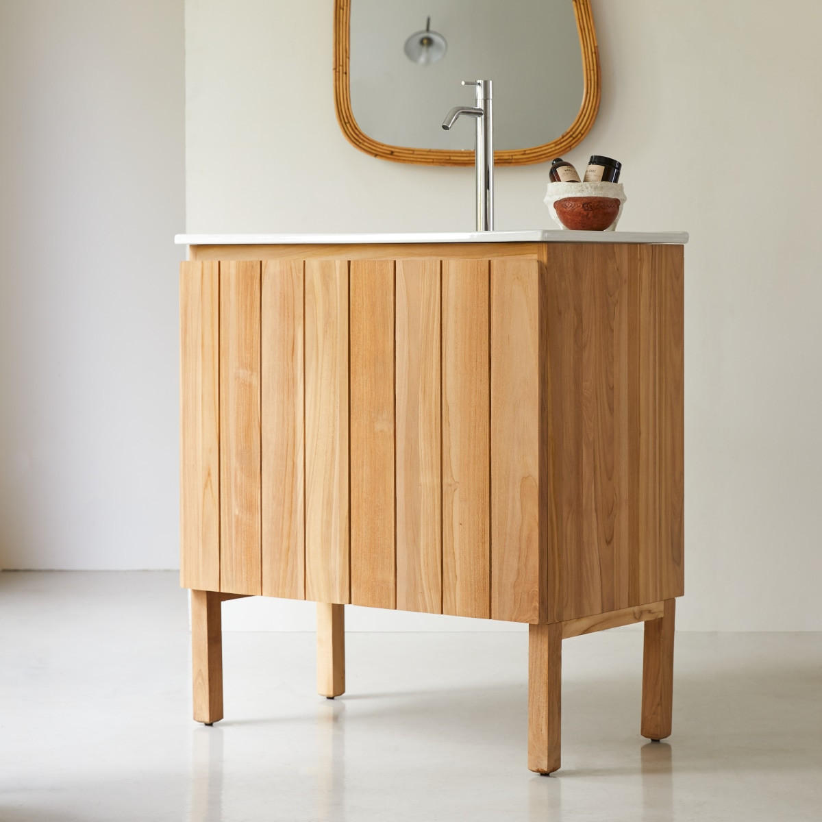 BADEZIMMERMÖBEL Jill Natur aus Teak - Naturfarben, Holz (82/90/47cm) - Tikamoon