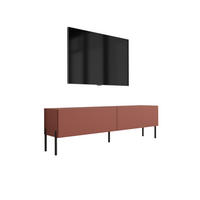 TV-SCHRANK : Ziegelrot, 140 x 52 x 32 cm, schwarze Beine - Rot/Schwarz, Holzwerkstoff/Metall (140/52/32cm) - 3XE LIVING