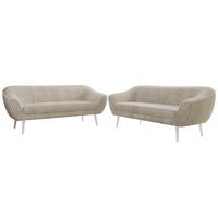 SEDACÍ SOUPRAVA 3+3 PIRS - Béžová Manšestr - Bílé nohy - bílá/krémová, kompozitní dřevo/textil (180/75/74cm) - MKS