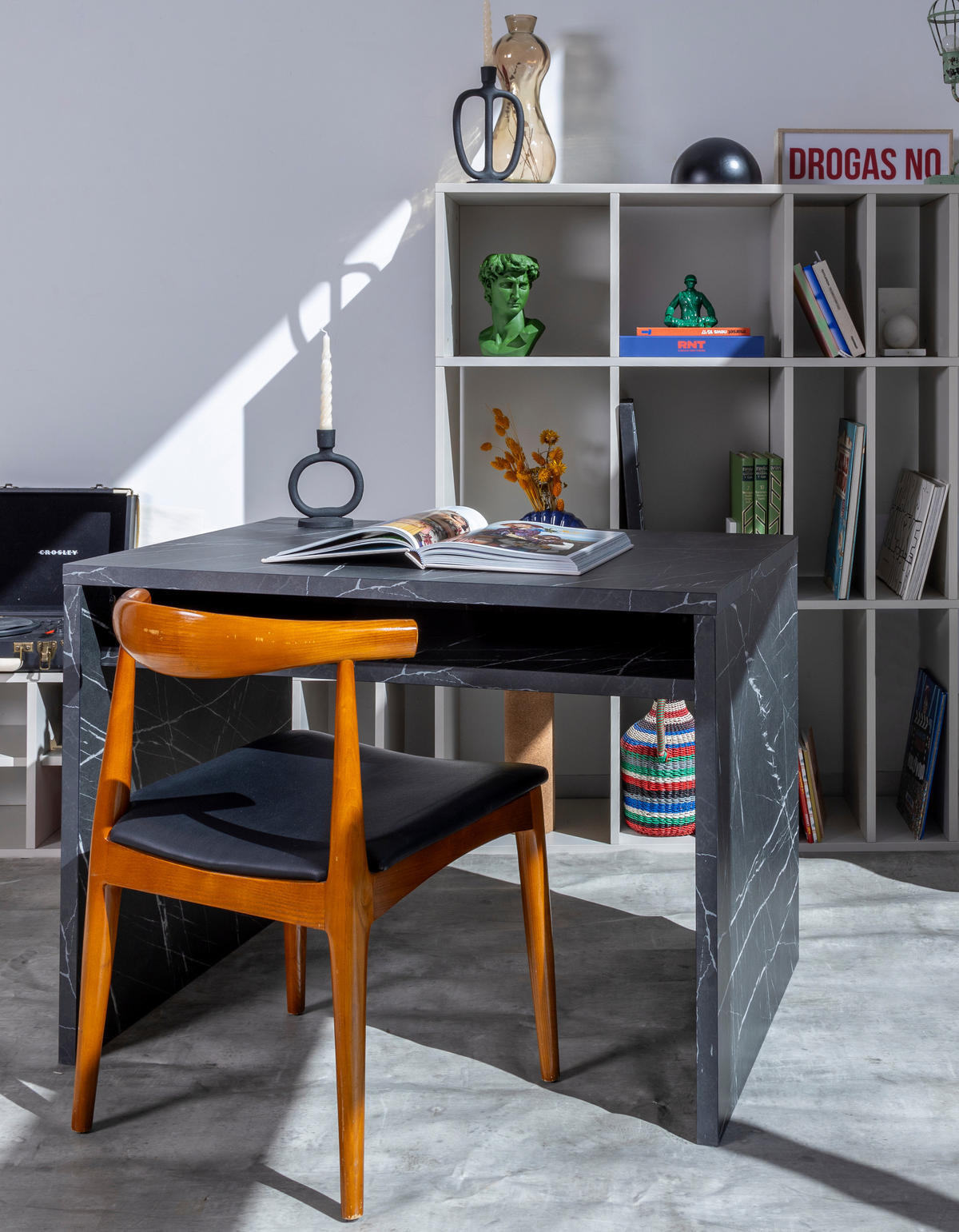 SCHREIBTISCH mit Ablage in Schwarz MORRISON - Schwarz, Holzwerkstoff (75/100/75cm) - RNT By Really Nice Things
