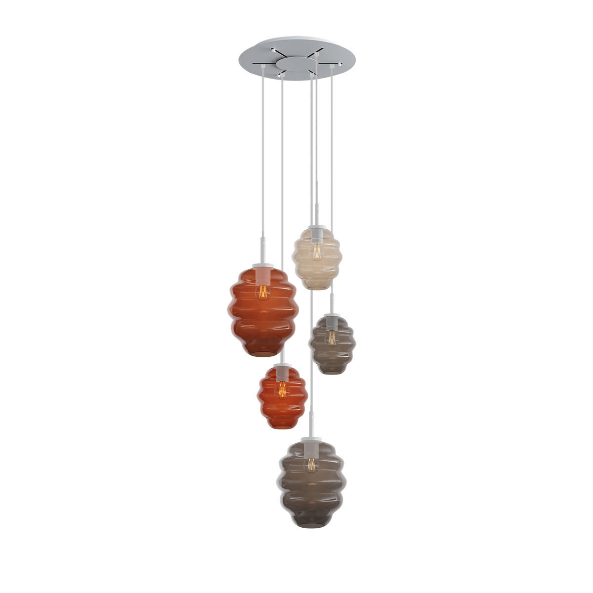GALERIELEUCHTE Echos 5-flammig Mehrfarbig Ø 18/25cm - Multicolor/Weiß, Glas (18/18/20cm) - s.luce