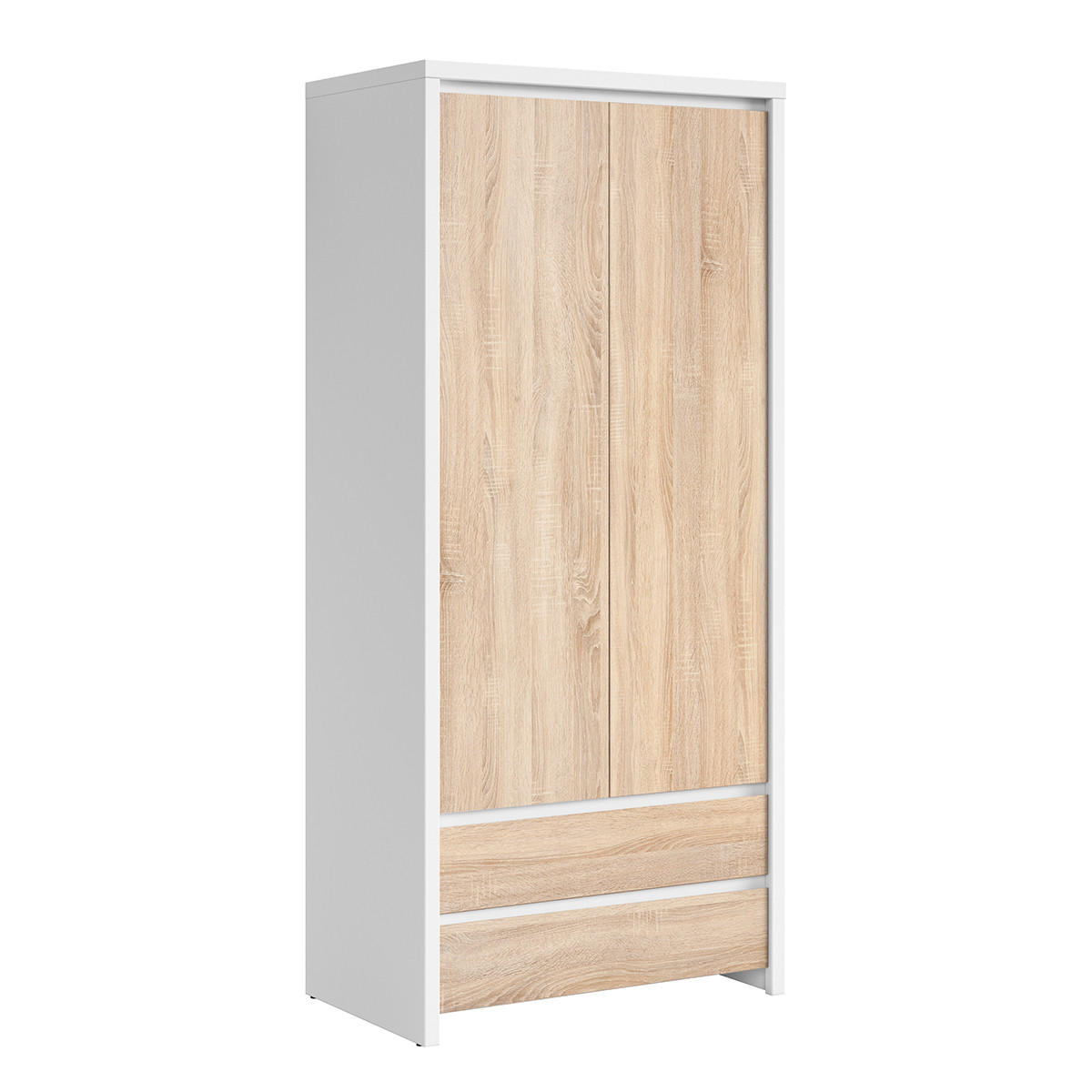 SCHRANK 2 Türen Soren Holz und Weiß - Weiß, Holzwerkstoff (90/200/55cm) - Petits-meubles