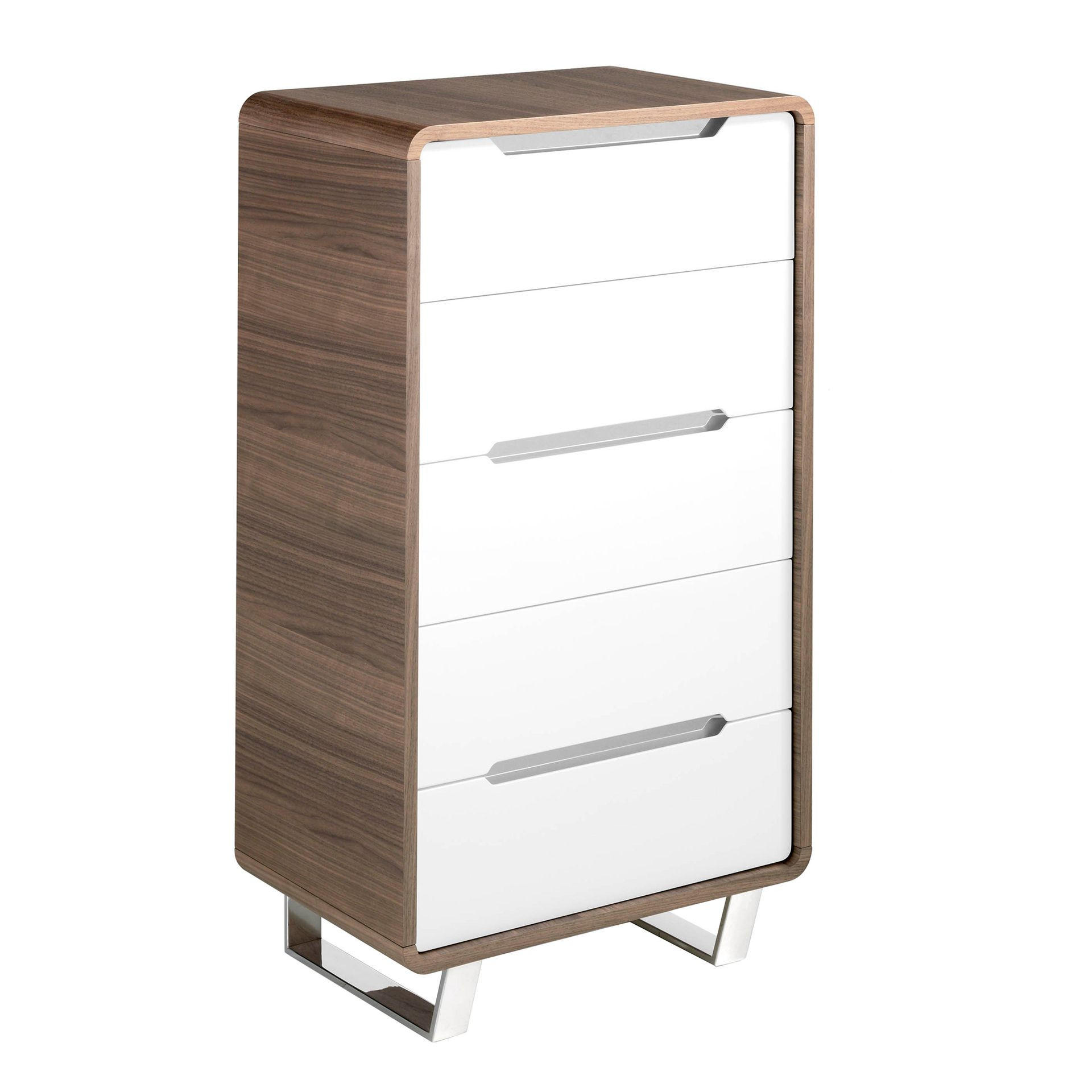 KOMMODE Kommode weißes Holz, Nussbaum und verchromter Stahl 60/39/108 cm - Walnussfarben/Weiß, Holz (90/108/39cm) - ANGEL CERDA