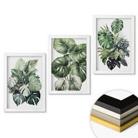 WANDBILDER 3er-Set - 20x30 cm Weißer Rahmen - Aquarell von grünen tropischen Blättern - Weiß, Kunststoff (20/30cm) - ArtPrintCave
